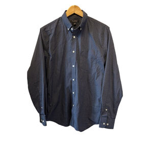 MENS BANANA REPUBLIC Slim Flex Fit Navy Printed Button Up Collared Top M